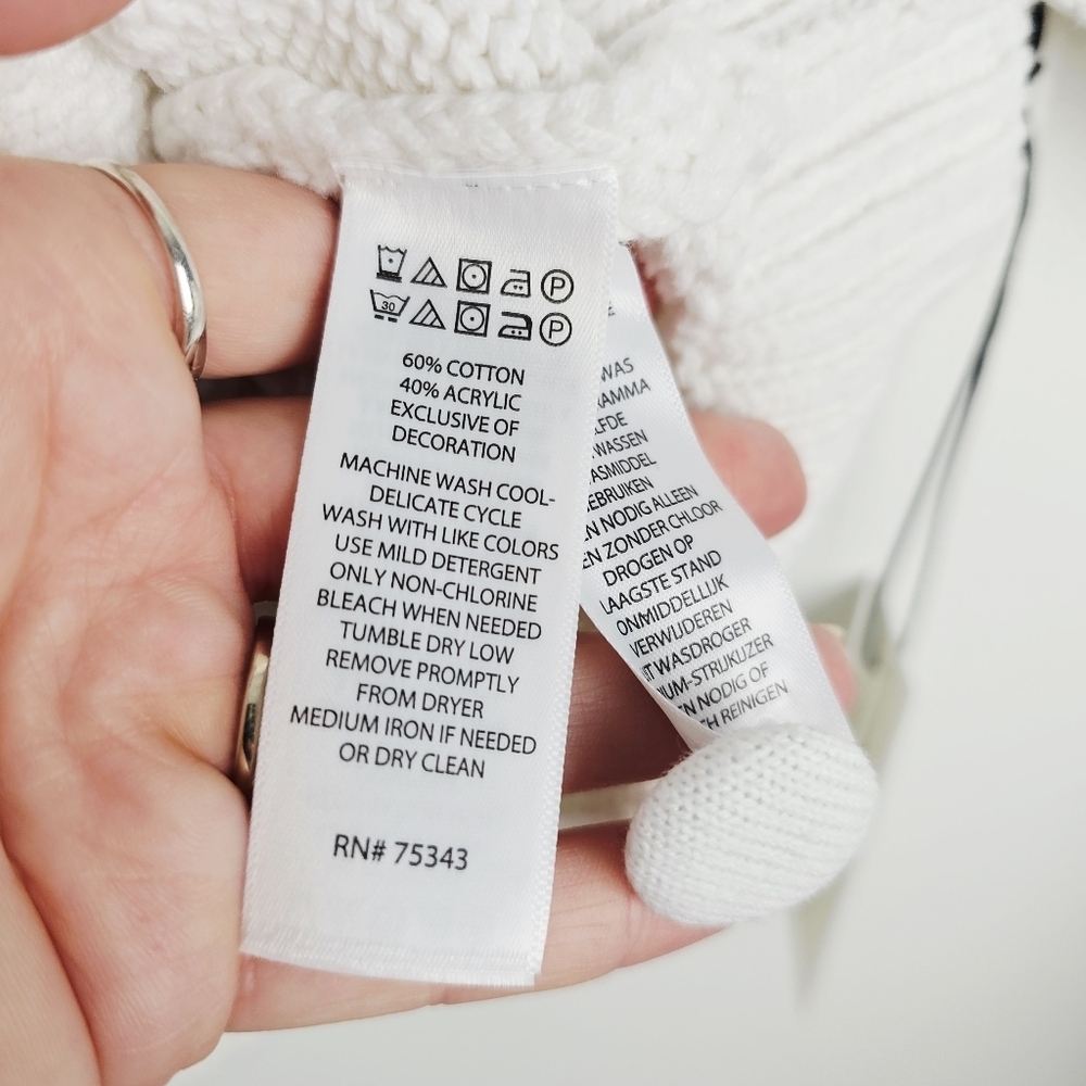 Rachel Zoe Eyelet Floral Embroidered Sweater Cardigan NWT Prairie Cottagecore - Picture 9 of 9